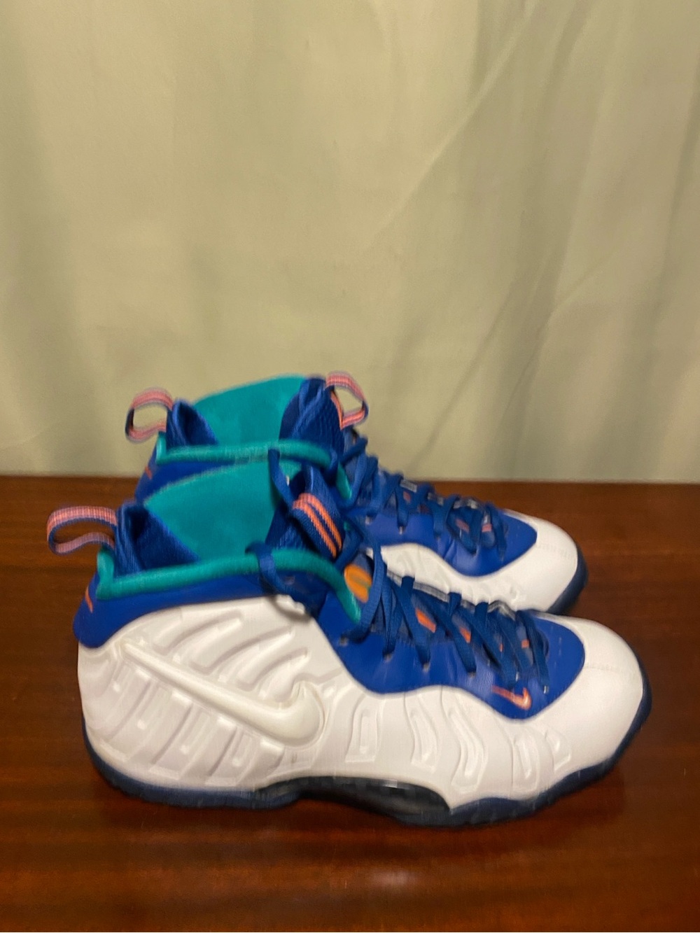 Nike Little Posite Pro GS Foamposite Gym Blue White Cone size 6.5Y